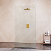 RGW Душевое ограждение walk-in, Easy Clean, 100х195h см, стекло прозрачное 8 мм, цвет: золото браш. 35101610-16