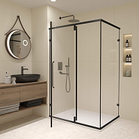 RGW Classic Душевой уголок 90х70х185h см, Easy Clean, стекло прозрачное 6 мм, цвет: черный матовый 350904697-14
