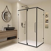 RGW Classic Душевой уголок 100х80х185h см, Easy Clean, стекло прозрачное 6 мм, цвет: черный матовый 350904608-14