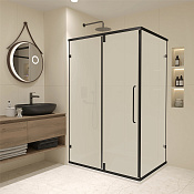 RGW Classic Душевой уголок 90х70х185h см, универ., Easy Clean, стекло матовое 6 мм, цвет: черный мат 350904697-24
