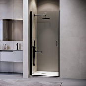 RGW Leipzig Душевая дверь в нишу, Easy Clean, 80х195h см, стекло прозрачное 6 мм, цвет: черный мат. 351200308-14