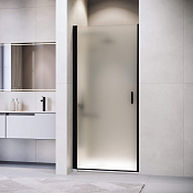 RGW Leipzig Душевая дверь в нишу, Easy Clean 90х195h см, стекло матовое 6 мм, цвет: черный матовый 351200309-24