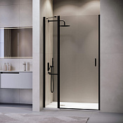RGW Leipzig Душевая дверь в нишу, Easy Clean, 130х195h см, стекло прозрачное 6 мм, цвет: черный мат. 351200413-14