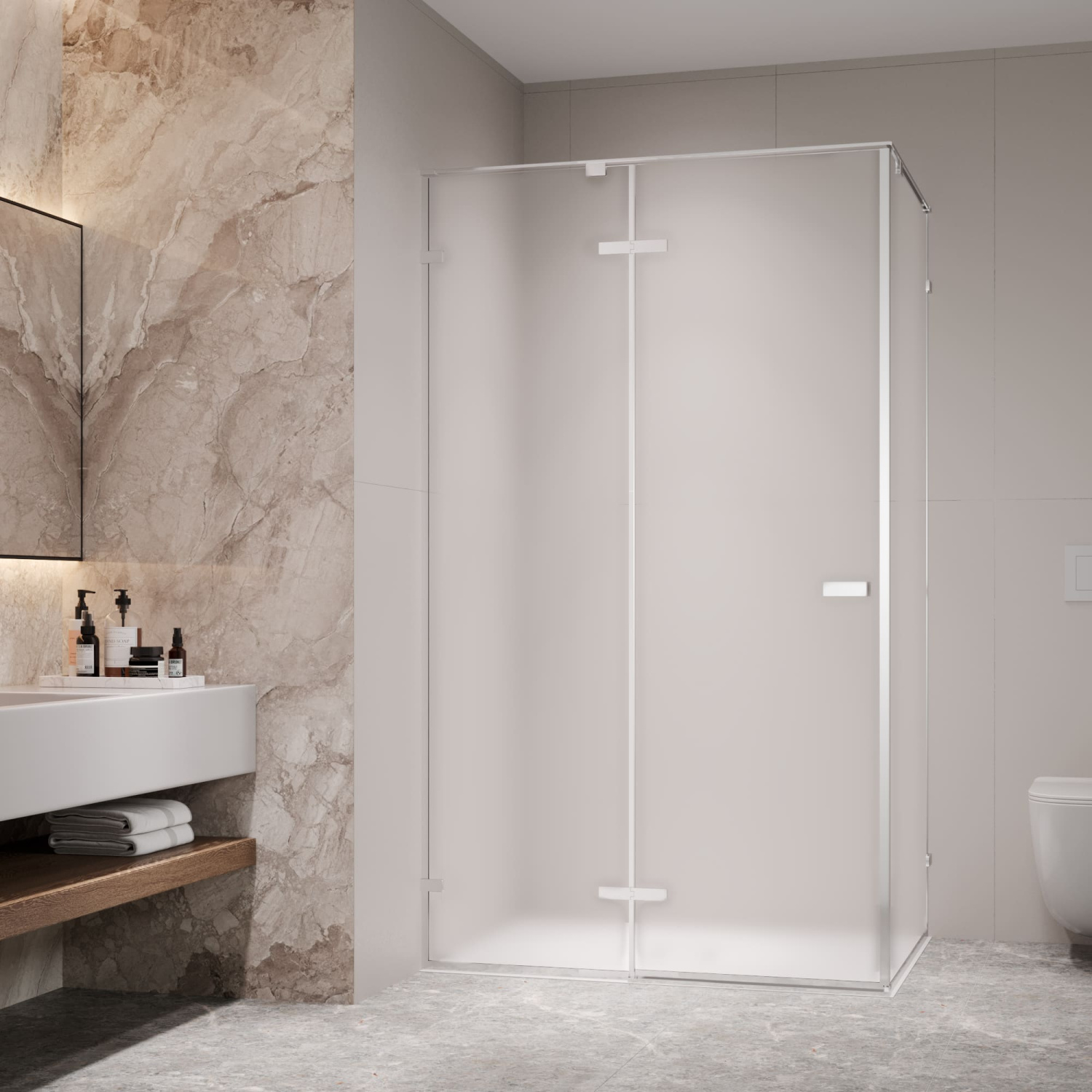 RGW Stilvoll Душевой уголок 130х80х200h см, Easy Clean, стекло матовое 8 мм, цвет: хром глянцевый 353204038-21