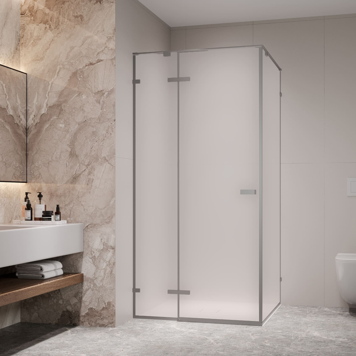 RGW Stilvoll Душевой уголок 100х100х200h см,, стекло матовое 8 мм, цвет: серый матовый 353203000-210