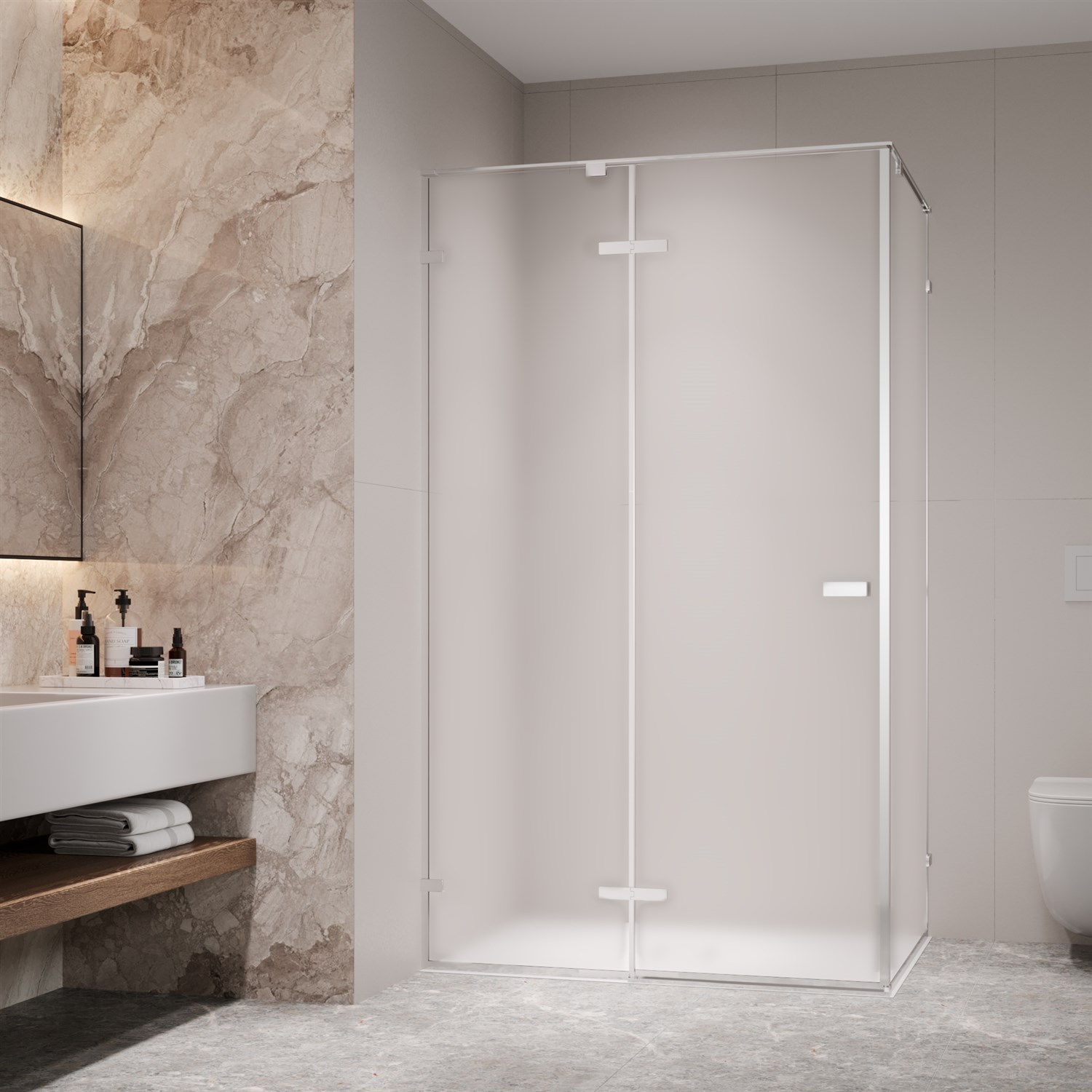 RGW Stilvoll Душевой уголок 100х100х200h см,, стекло матовое 8 мм, цвет: хром глянцевый 353203000-21