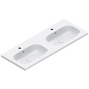 Catalano Alvea Раковина двойная 120х46 см, 2 отверстия под смеситель, перелив, цвет: белый глянцевый 0621222001
