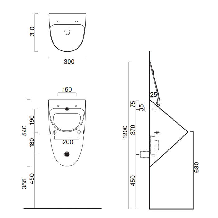 Catalano Comfort Писсуар подвесной без отверстия под крышку 30х54h см, цвет: белый матовый 0932540021