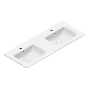 Catalano Italy Раковина двойная 125х50 см, 2 отверстия под смеситель, перелив, цвет: белый глянцевый 0721272001