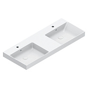 Catalano Zero Раковина двойная 125х50 см, 2 отверстия под смеситель, перелив, цвет: белый глянцевый 0121272001