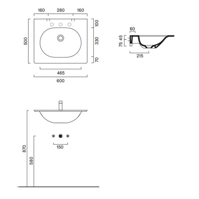 Catalano Sfera Раковина накладная 60х50 см, без перелива, 1 отверстие под смеситель, цвет: белый мат 0520611021