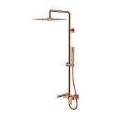 Boheme Qubic Душевая стойка: смеситель, руч. душ 1 вид струи, верхний душ 30см, цвет: copper brushed 478-CB