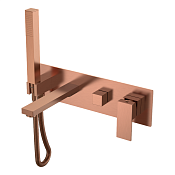 Boheme Qubic Смеситель для ванны встр., 2 потреб., излив 18,8 см, вн. часть, цвет: copper brushed 474-2-CB