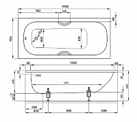 Bette Form Ванна стальная встраиваемая 170x75 см, с шумоизоляцией, цвет: белый 2947-000
