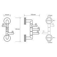 Bemeta Stella Крючок для полотенец тройной, подвесной, цвет: хром 166206072
