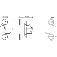 Bemeta Obla Крючок для полотенец тройной, подвесной, цвет: хром 165206072