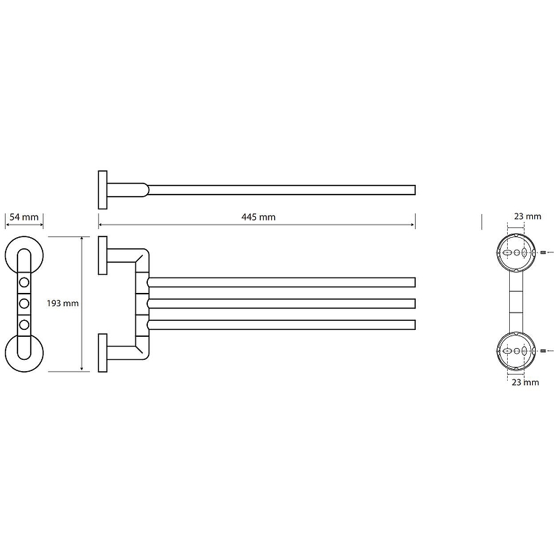 Bemeta Obla Полотенцедержатель тройной 44,5 см, подвесной, цвет: хром 165204112