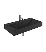 Kludi Resa Раковина подвесная 101x50,5 см, с переливом и донным клапаном, цвет: черный 59WW10139