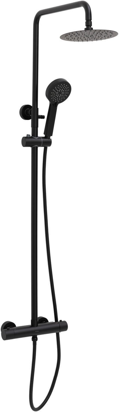 Allen Brau Eclipse Душевая стойка: термостат, ручн. душ, шланг, верхний душ 30 см, цвет: черный мат 5.E1A11-31