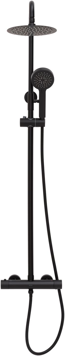Allen Brau Eclipse Душевая стойка: термостат, ручн. душ, шланг, верхний душ 30 см, цвет: черный мат 5.E1A11-31