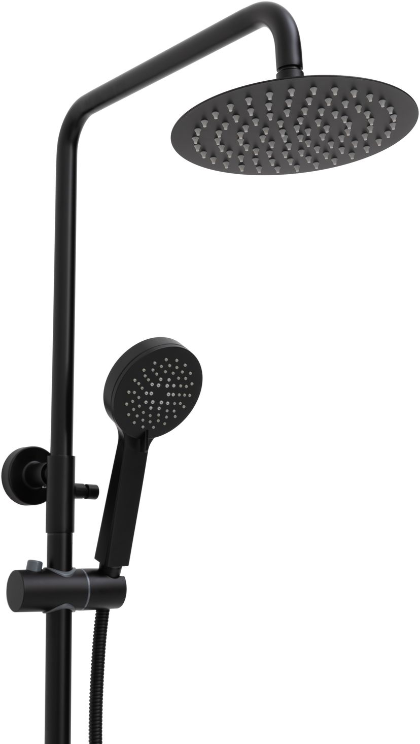 Allen Brau Eclipse Душевая стойка: термостат, ручн. душ, шланг, верхний душ 30 см, цвет: черный мат 5.E1A11-31