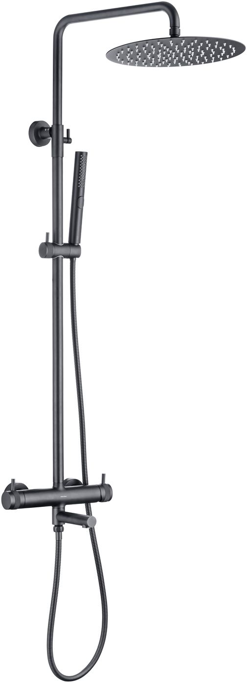 Allen Brau Priority Душевая стойка: ручной душ, шланг, излив, верхний душ 30 см, цвет: графит браш 5.31A10-MG