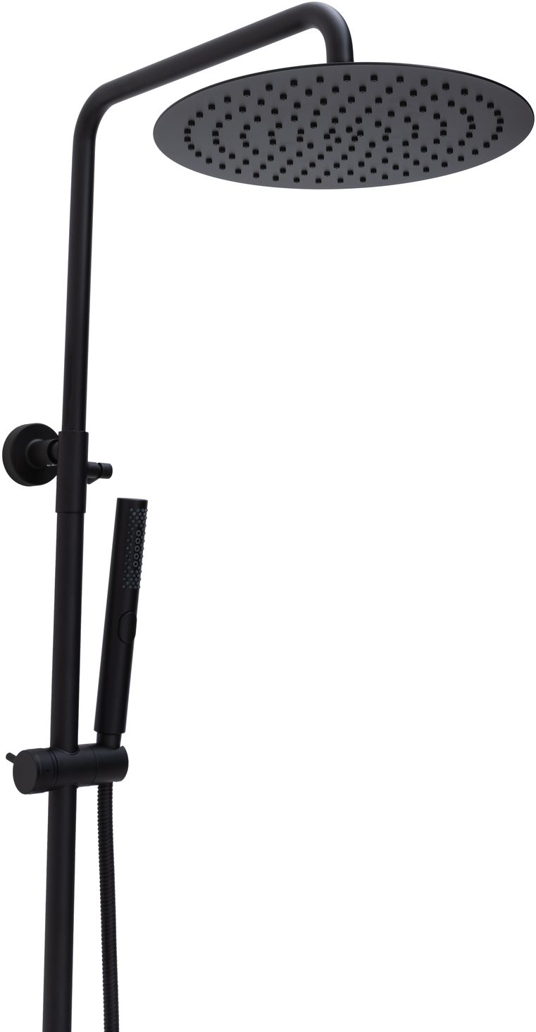 Allen Brau Priority Душевая стойка: термостат, ручн. душ, шланг, верхний душ 30 см, цвет: черный мат 5.31T10-31