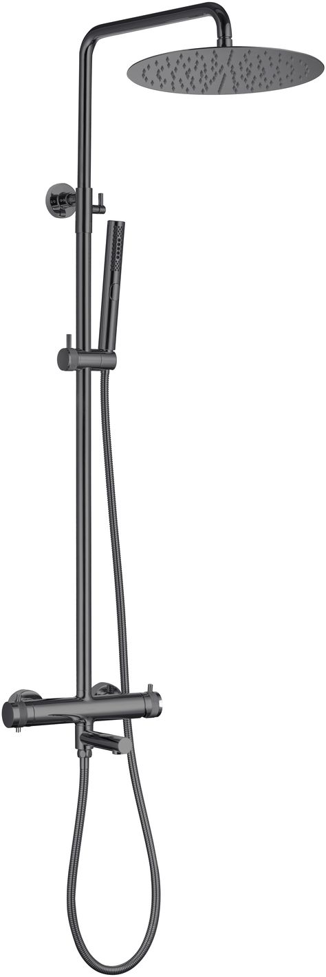 Allen Brau Priority Душевая стойка: термостат, руч. душ, шланг, верхний душ 30 см, цвет: графит браш 5.31T10-MG