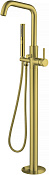 Allen Brau Priority Смеситель для ванны с душем напольный, излив 24 см, цвет: золото брашированное 5.31008-GB