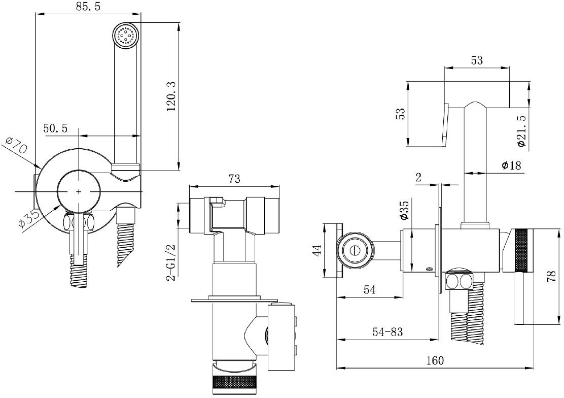 Allen Brau Priority Гигиенический душ со смесителем и внутренней частью, цвет: золото брашированное 5.31A29-GB