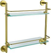 Allen Brau Priority Полка стеклянная, двойная подвесная 41,8x13,8 см, цвет: золото брашированное 6.31015-GB