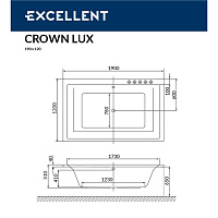 Excellent Crown Lux Ванна гидромассажная Line 190x120 см, акрил, цвет: белый глянец, фурнитура белый WAEX.CRO19.LINE.WH