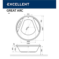 Excellent Great Arc Ванна гидромассажная Soft 160x160 см, акрил, цвет: белый глянец, фурнит. бронза WAEX.GRE16.SOFT.BR