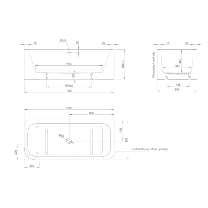 Knief Pure Ванна из Acrylic угловая 180х80 см, цвет: белый глянцевый 0100-247