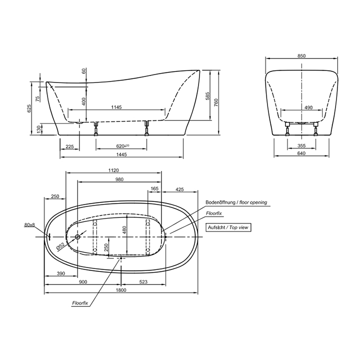 Knief Relax Ванна из Acrylic отдельностоящая 180х85 см, цвет: белый глянцевый 0100-278