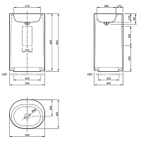 Knief Moon Раковина напольная 55х90х45h см, K-Stone, без перелива, цвет: белый матовый 0600-031-01WA