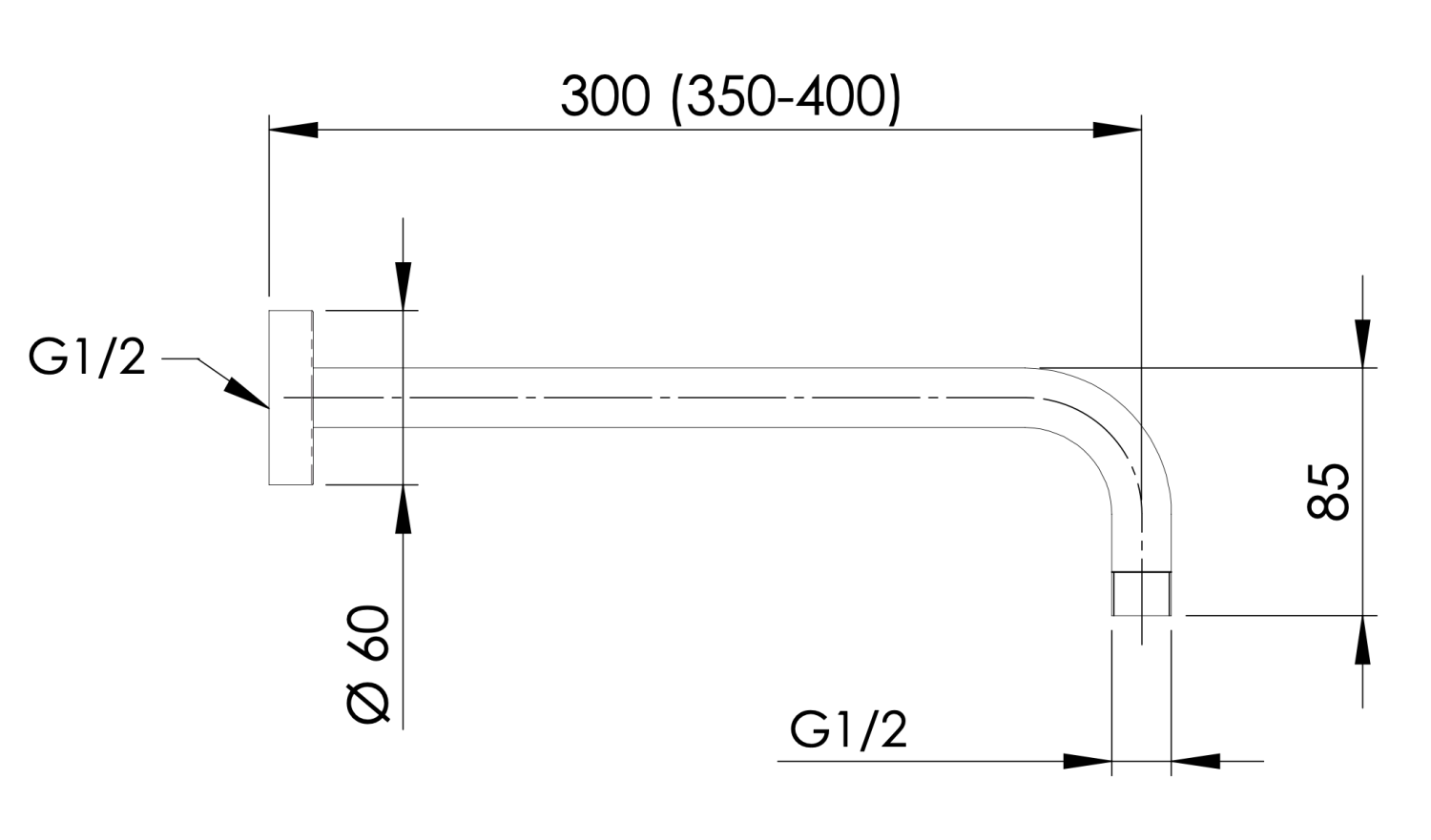 Mariani Кронштейн настенный 30 см, цвет: черный B14BDL0530