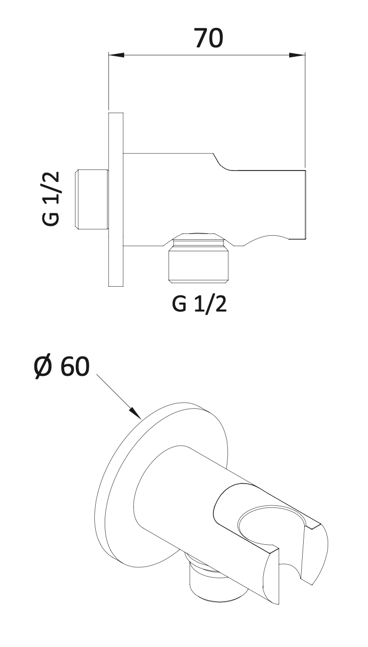 Mariani Шланговое подключение с держателем душа, цвет: хром U00242MN00