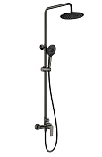 Wonzon & Woghand Душевая стойка: смеситель, верхний и ручной душ, шланг, держат, цвет: темный графит WW-A30103-BGG