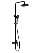 Wonzon & Woghand Душевая стойка: смеситель, верхний и ручной душ, шланг, держ, цвет: черный матовый WW-A30103-MB