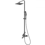 Wonzon & Woghand Flex Душевая стойка: смеситель, верхний и ручной душ, шланг, цвет: темный графит WW-88047072-BGM