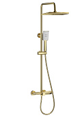 Wonzon & Woghand Душевая стойка: смеситель, верхний и ручной душ, шланг, цвет: брашированное золото WW-AE33110-BG