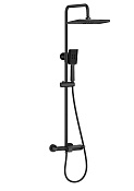 Wonzon & Woghand Душевая стойка: смеситель, верхний и ручной душ, шланг, держат, цвет: темный графит WW-AE33110-BGG