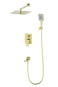 Wonzon & Woghand Edge Душевой комплект встр: смеситель, верхний душ, шланг, цвет: брашир. золото WW-88939003-BG