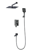 Wonzon & Woghand Edge Душевой комплект встр: смеситель, верхний душ, шланг, цвет: темный графит WW-88939003-BGM