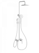 Wonzon & Woghand Душевая стойка: смеситель, верхний и ручной душ, шланг, держат, цвет: белый матовый WW-A30874-MW