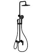 Wonzon & Woghand Душевая стойка: смеситель, верхний и ручной душ, шланг, держ, цвет: черный матовый WW-A30874-MB