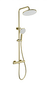 Wonzon & Woghand Inn Душевая стойка: термостат, верхний и ручной душ, шланг, цвет: брашир. золото WW-B3013-T1-BG