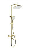 Wonzon & Woghand Inn Душевая стойка: термостат, верхний и ручной душ, шланг, цвет: брашир. золото WW-B3065-T1-BG