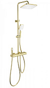 Wonzon & Woghand Muse Душевая стойка: термостат, верхний, ручной и гигиен. душ, цвет: брашир. золото WW-B4129-BG